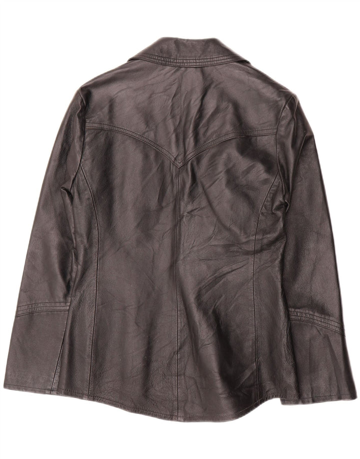 OLTRE Chaqueta de cuero para mujer UK 10 Small Black Leather