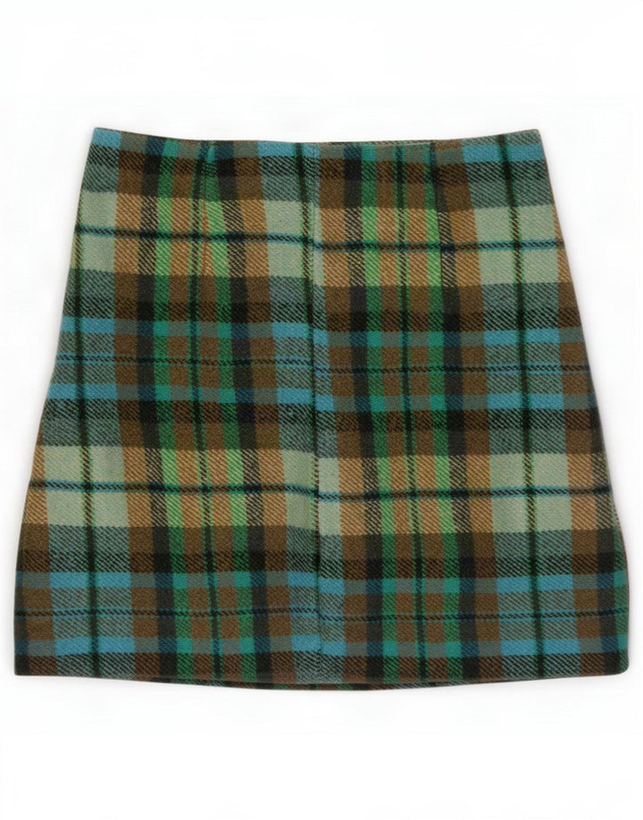 Minifalda vintage para mujer pequeña W26 Acrílico a cuadros multicolor