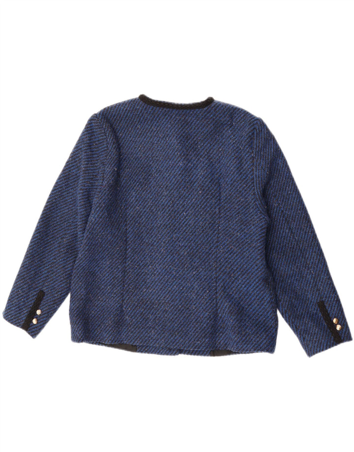 VINTAGE Chaqueta Blazer de 6 Botones para Mujer Reino Unido 14 Raya Azul Mediana