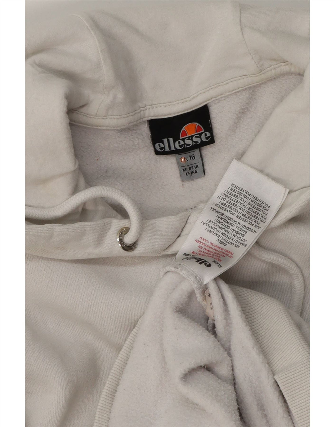 ELLESSE Jersey con capucha de gran tamaño para mujer Reino Unido 46 Algodón blanco grande
