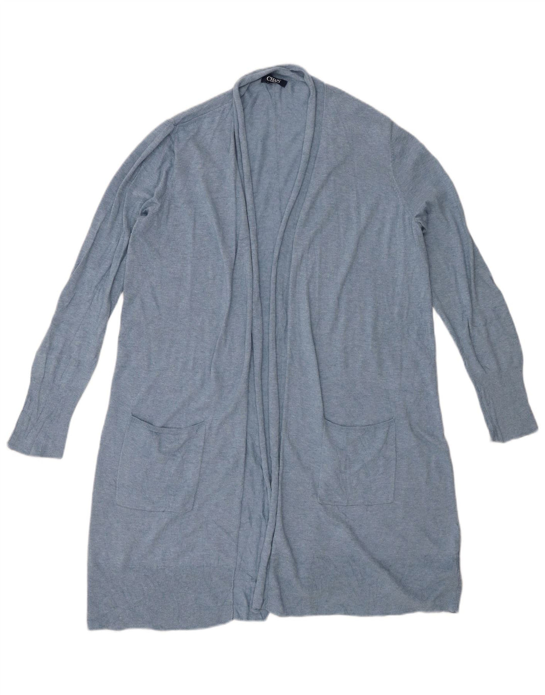 CHAPS Suéter tipo cárdigan abierto largo para mujer UK 46 Algodón azul grande