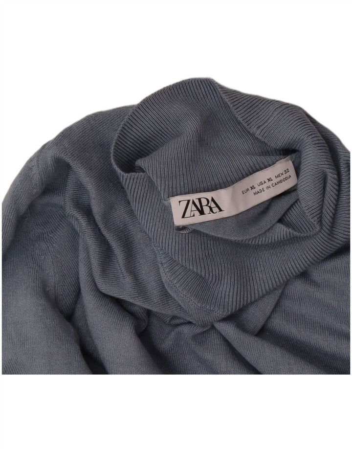 Zara Mujer Jersey De Cuello Alto Jersey UK 40 XL Azul