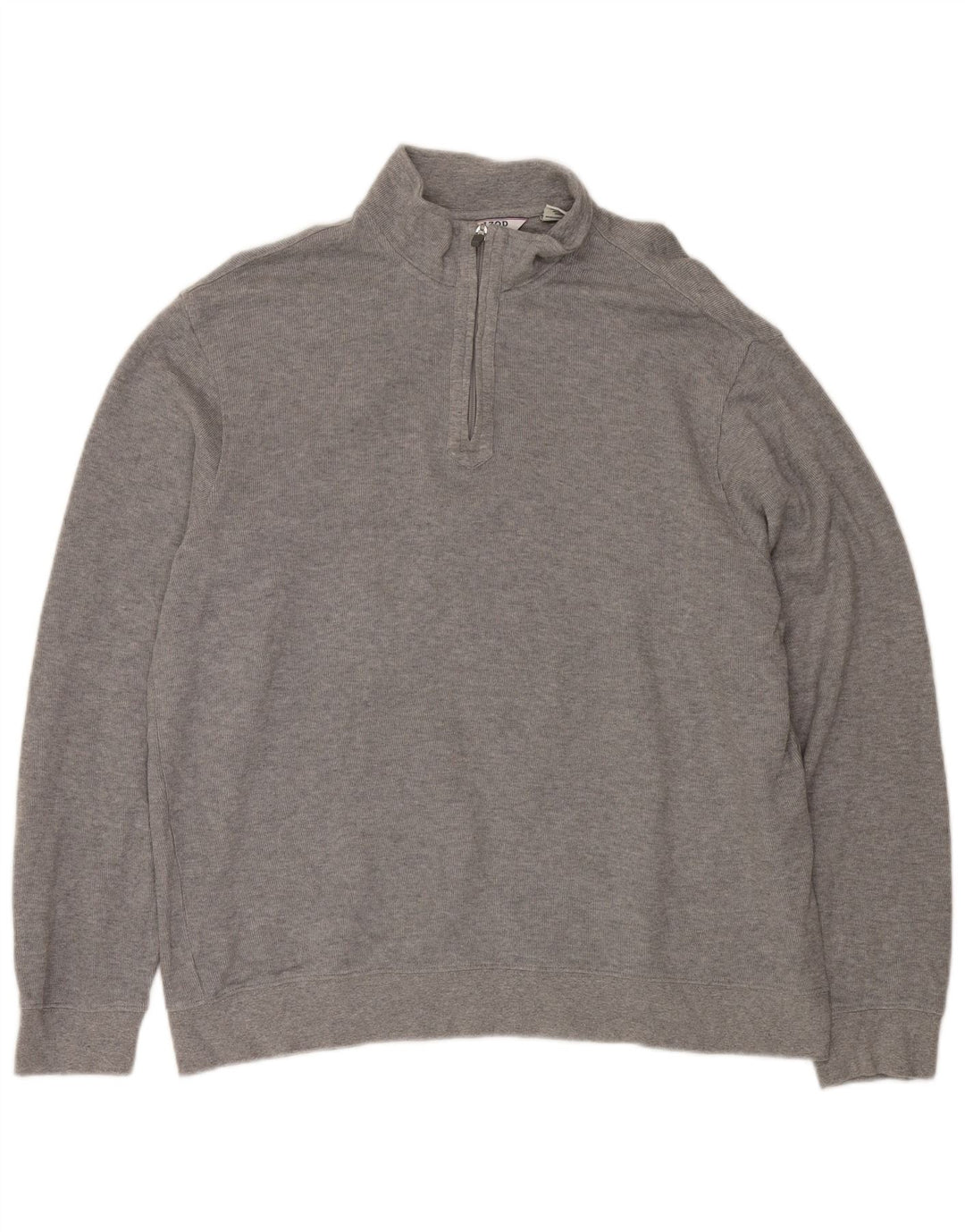IZOD Suéter tipo jersey con cuello y cremallera para hombre, algodón gris grande