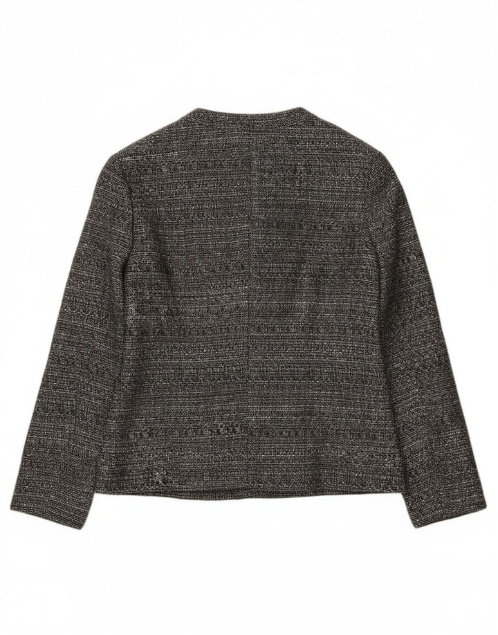 Eastex Chaqueta tipo blazer de 1 botón para mujer UK 42 Poliéster moteado gris medio