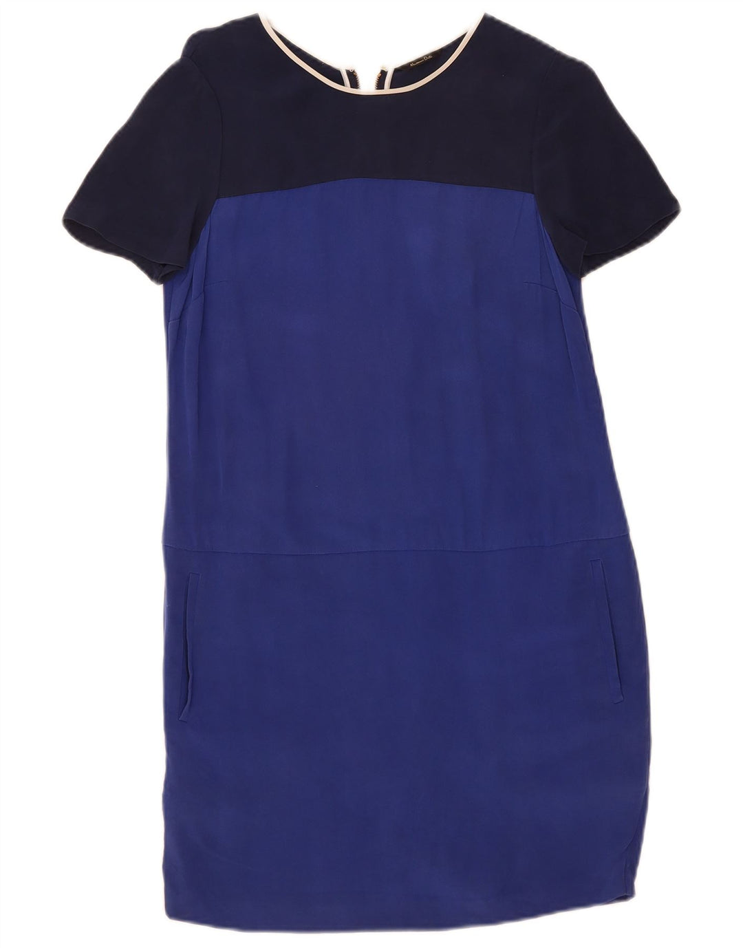 MASSIMO DUTTI Womens Shift Dress UK 10 Small Blue Colourblock Silk