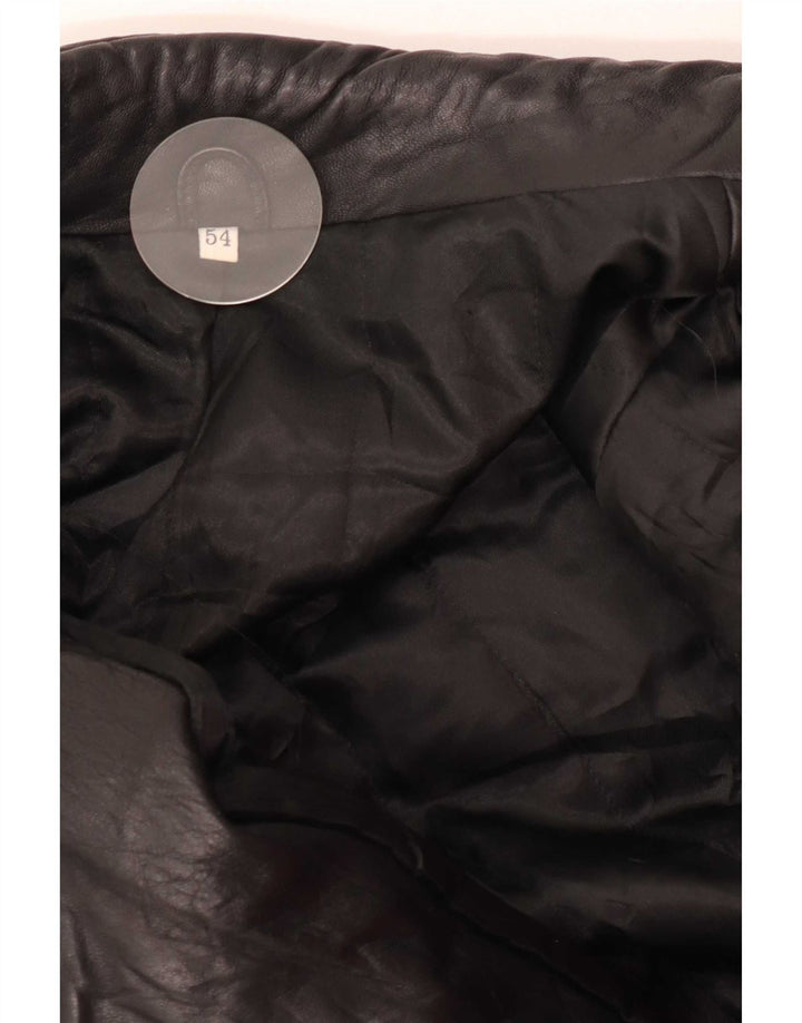 Chaqueta de cuero vintage para hombre IT 54 2XL Negro