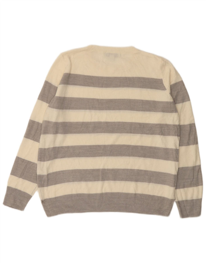 Marks & Spencer - Jersey de cuello redondo para mujer, talla 40, color gris medio a rayas