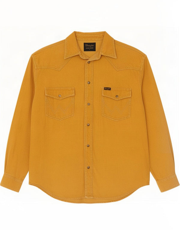 Wrangler Camisa De Pana Occidental Para Hombre Algodón Amarillo Medio