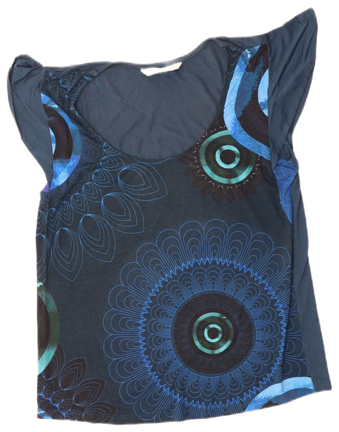 DESIGUAL Blusa para mujer Top UK 44 Medio Azul Marino Floral