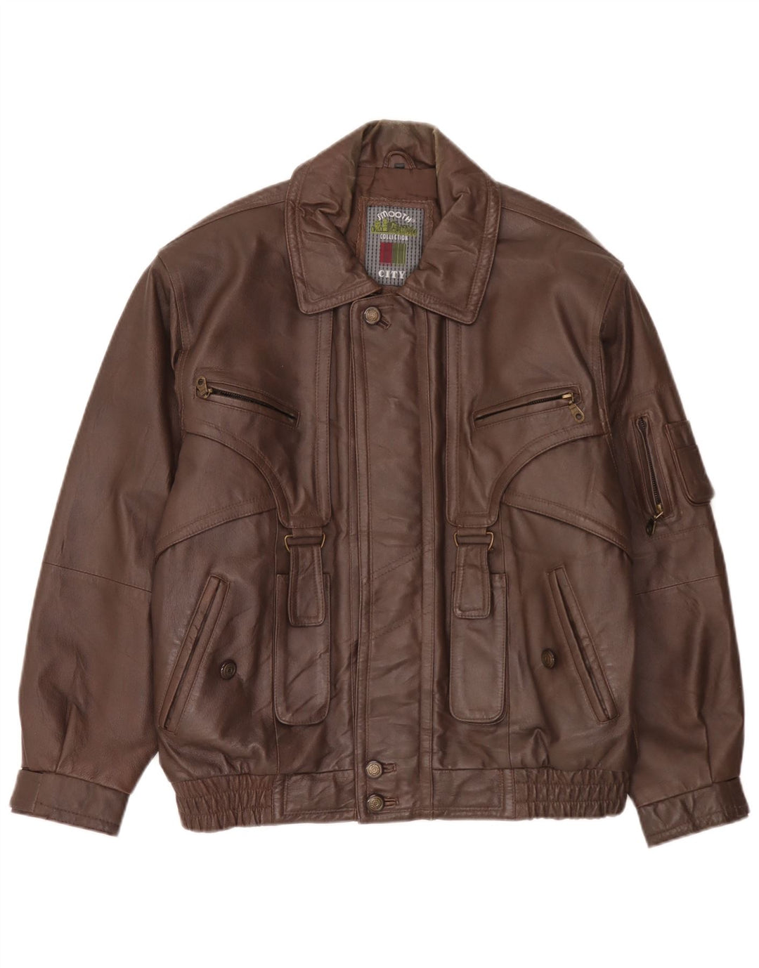 Chaqueta de cuero vintage para hombre IT 48 Marrón medio