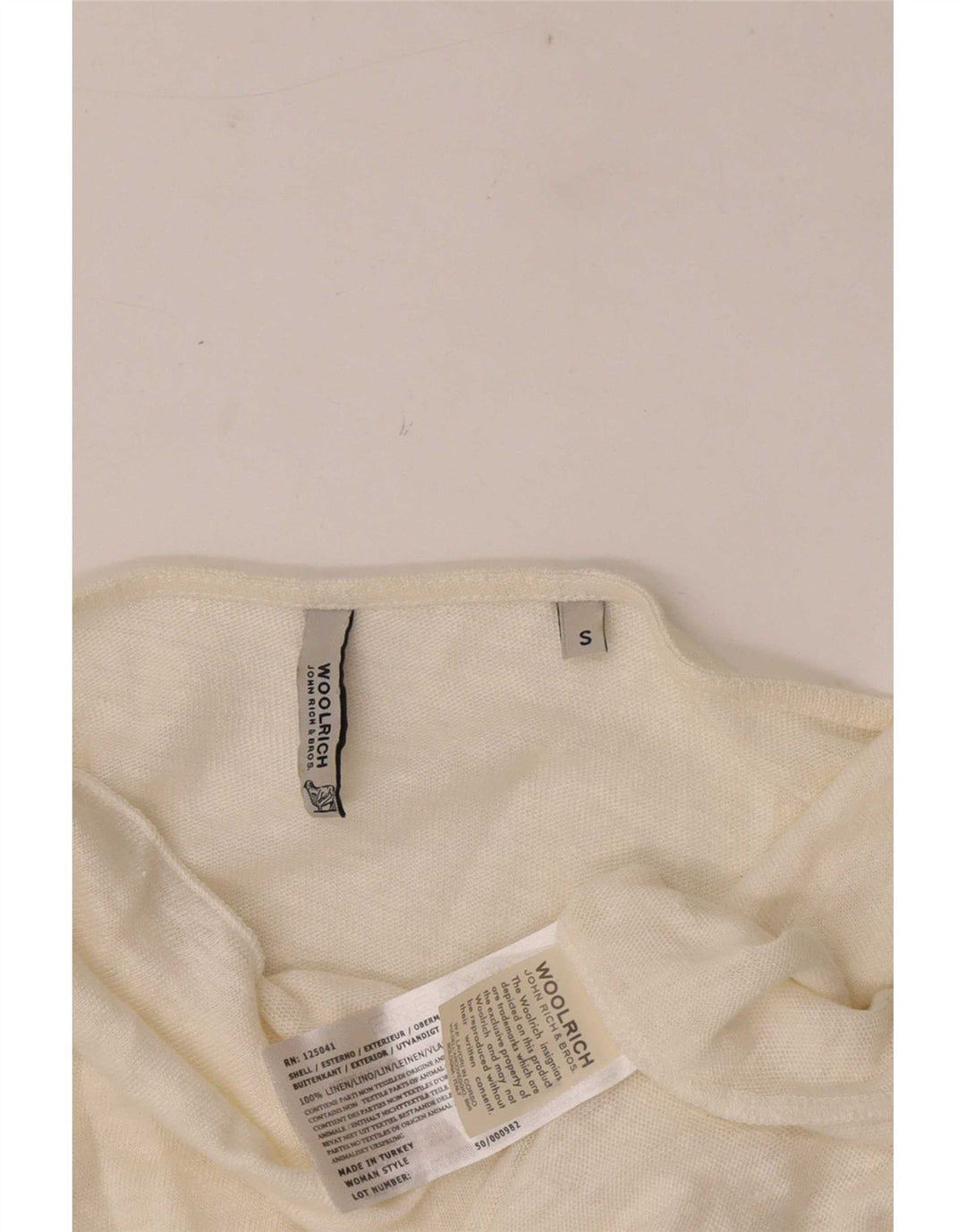 Woolrich Top extragrande con hombros descubiertos y manga 3/4 para mujer UK 10 Small White