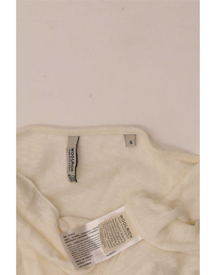 Woolrich Top extragrande con hombros descubiertos y manga 3/4 para mujer UK 10 Small White