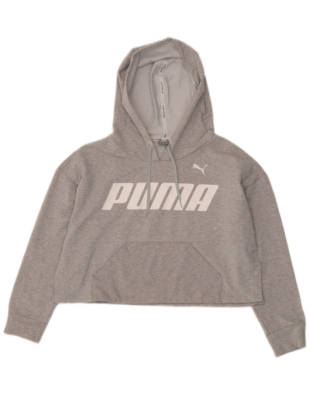Puma Mujer Oversize Graphic Crop Sudadera con Capucha Jumper UK 14 Algodón Gris Medio