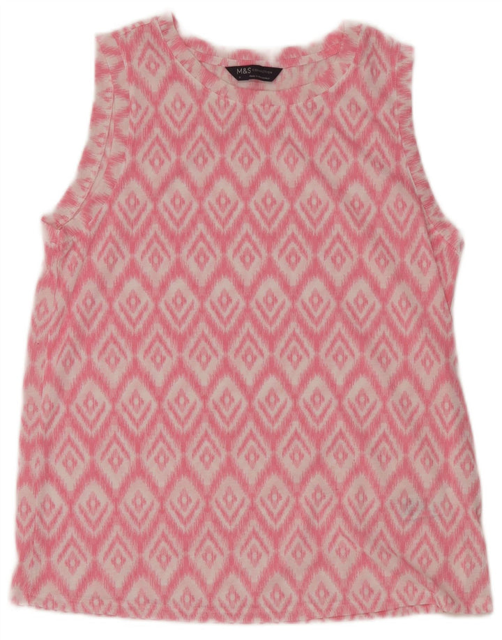 Marks & Spencer Blusa sin mangas para mujer UK 8 Small Pink Ikat Poliéster