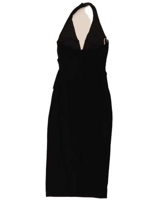Karen Millen Womens Sleeveless Halter Dress UK 10 Small Black Acetate
