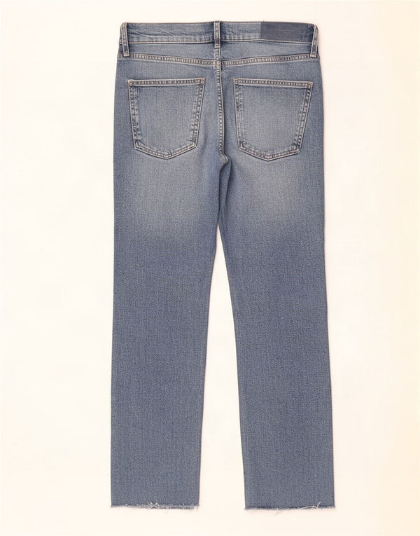 Zara Vaqueros rectos desgastados para mujer EU 36 XS W26 L26 Algodón azul