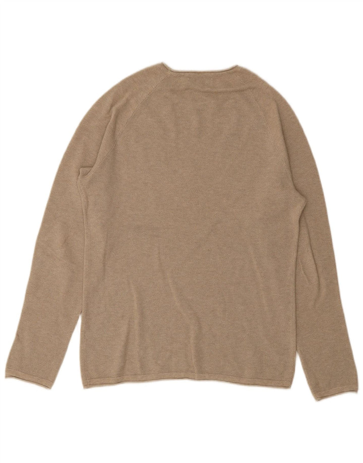 Jack & Jones Jersey con cuello barco para hombre, talla pequeña, color beige