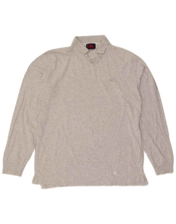Kappa Polo De Manga Larga Hombre XL Algodón Moteado Gris