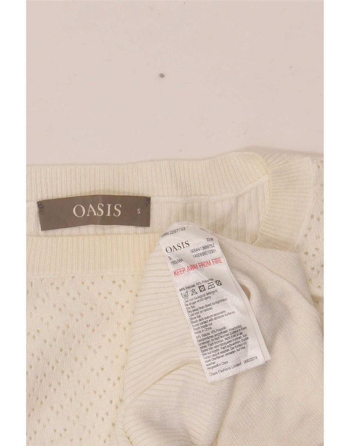 Oasis Suéter tipo jersey de gran tamaño con cuello barco para mujer UK 10 Small White Viscosa