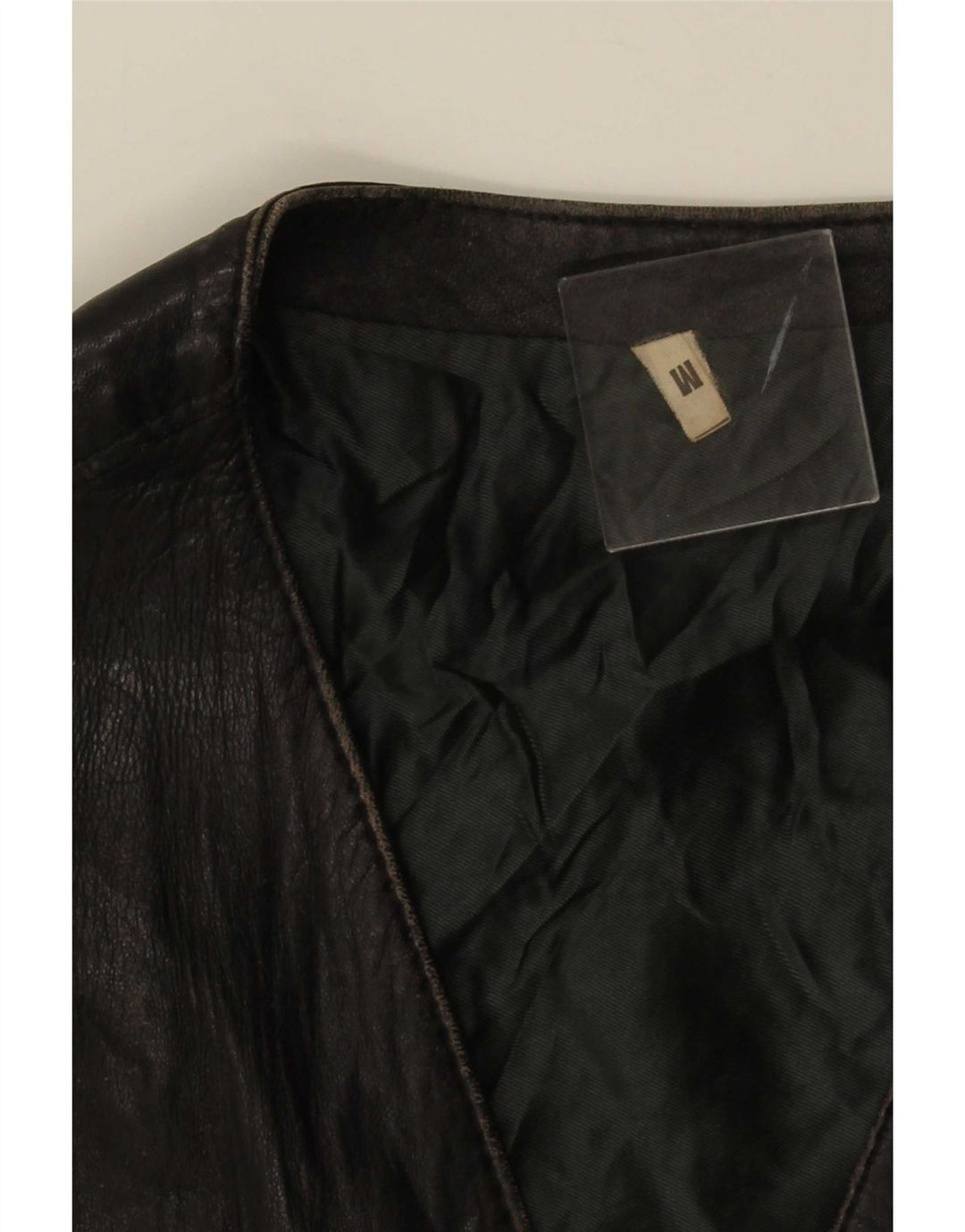 Chaleco de cuero vintage para hombre medio negro