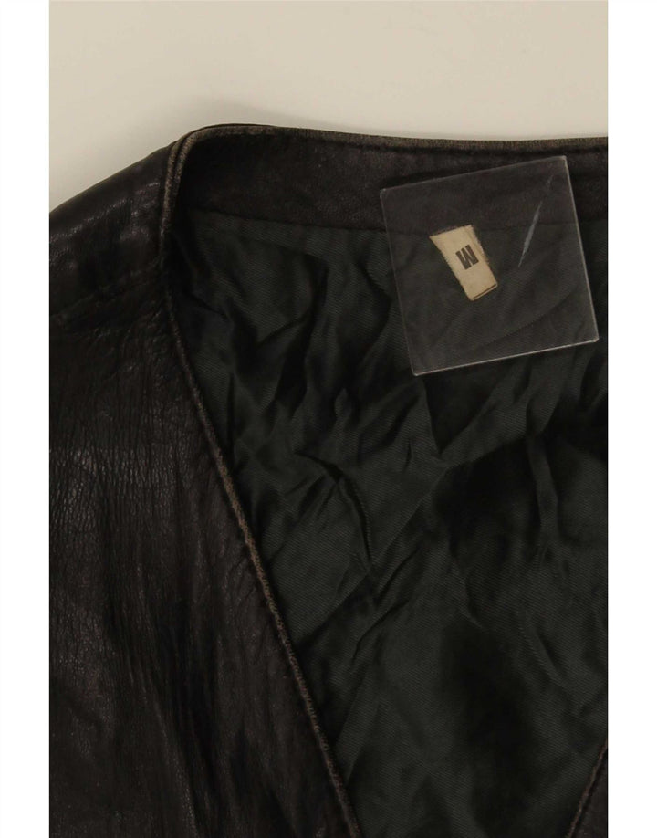 Chaleco de cuero vintage para hombre medio negro