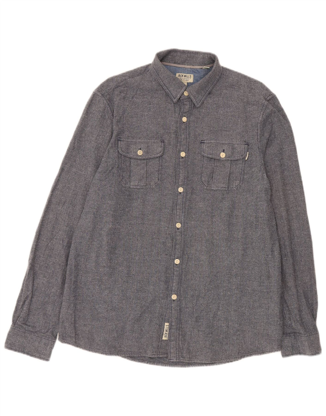 Camisa Jack Wills para hombre de algodón en espiga azul grande