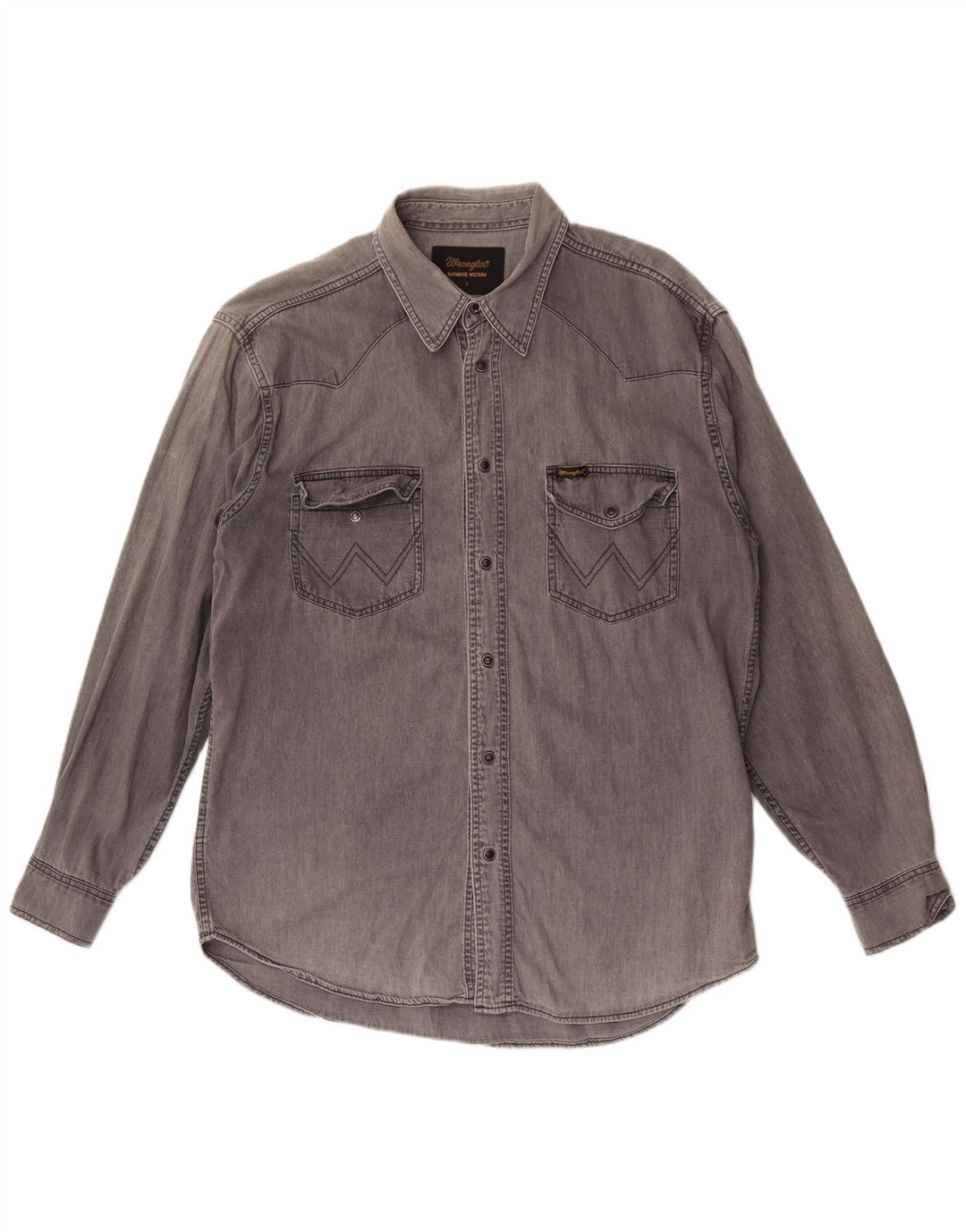 Wrangler Camisa Vaquera Para Hombre Algodón Gris Grande