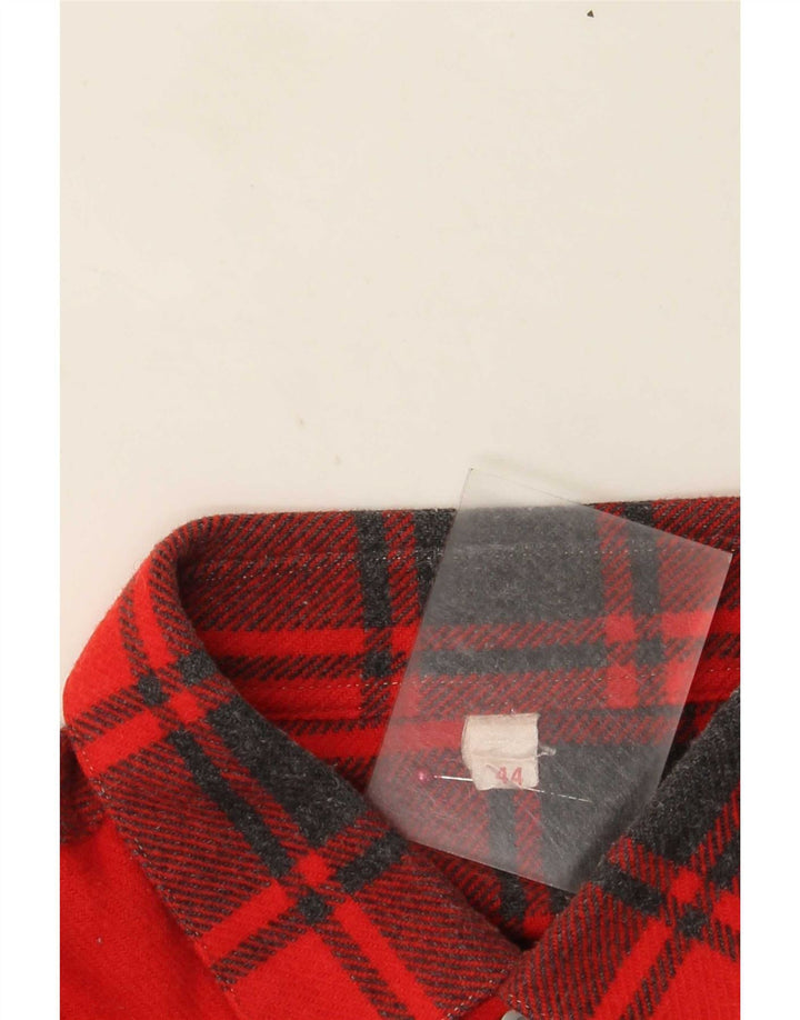 Camisa de franela vintage para hombre talla 44 XL lana a cuadros rojos