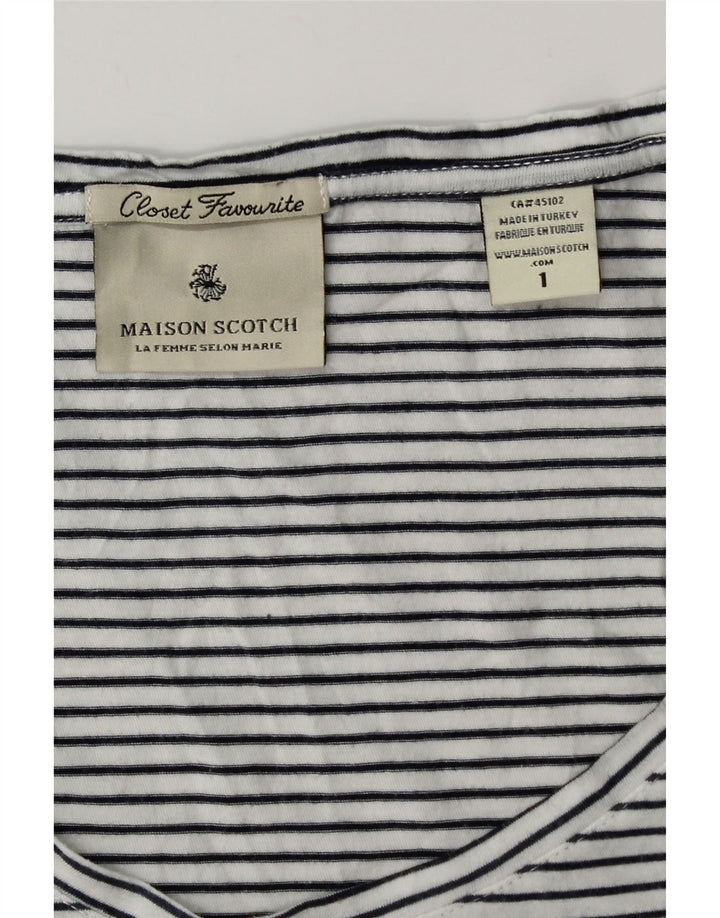 Maison Scotch Camiseta gráfica para mujer talla 1 pequeña rayas blancas
