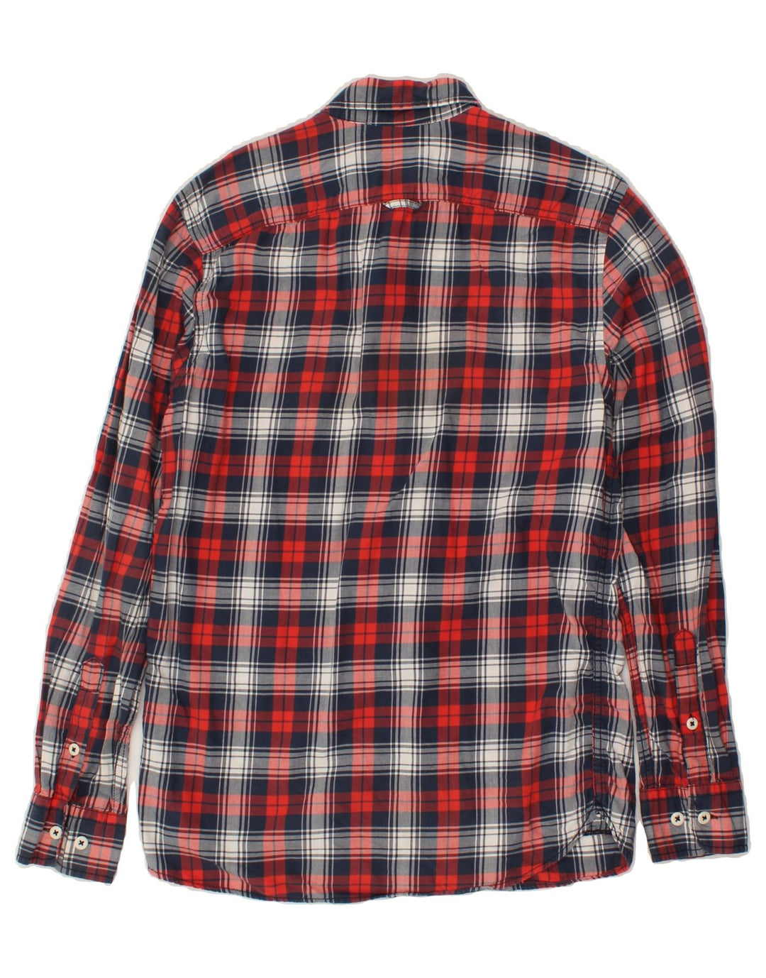 JACK & JONES Mens Shirt Small Navy Blue Check Cotton Vintage Jack & Jones and Second-Hand Jack & Jones from Messina Hembry 
