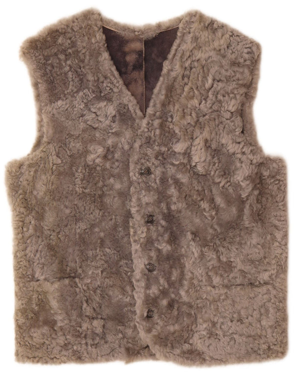 Chaleco vintage de piel sintética para hombre IT 56 3XL Gris