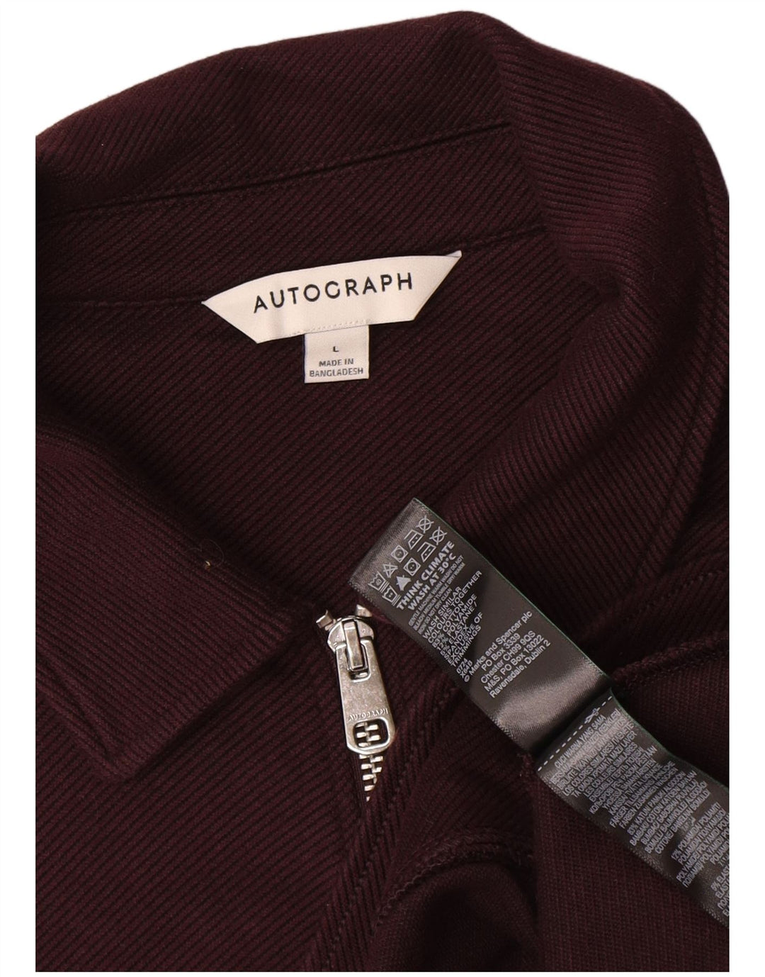 Marks & Spencer Chaqueta Bomber Autograph para Hombre Reino Unido 40 Grande Algodón Borgoña