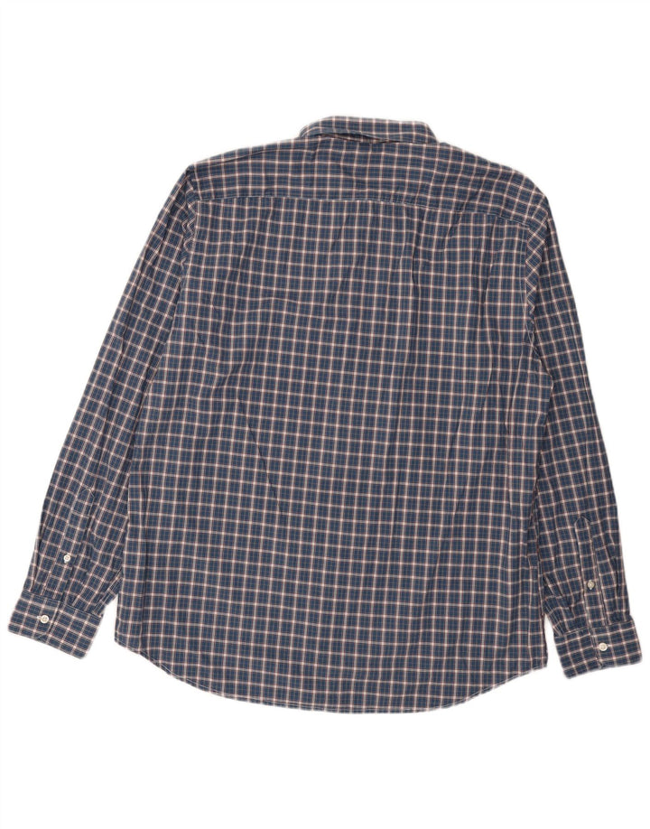 Camisa Benetton Hombre 2XL Algodón A Cuadros Azul Marino