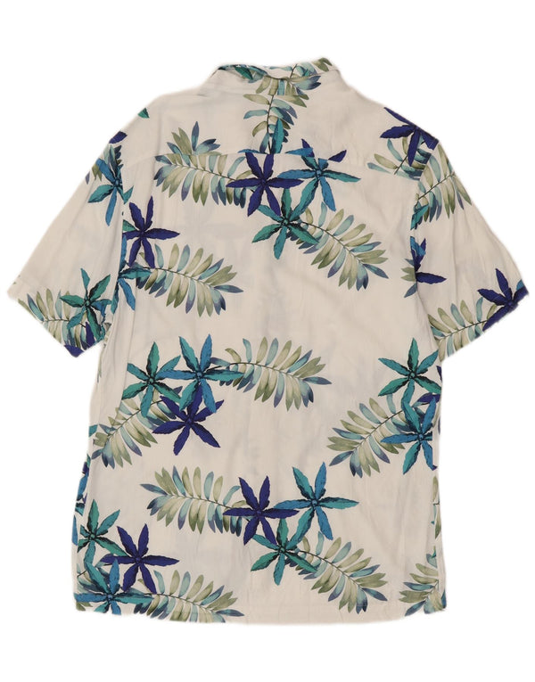Camisa Reiss Hombre Manga Corta XL Viscosa Floral Blanca
