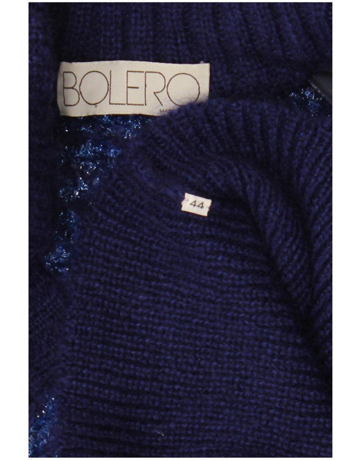 VINTAGE Suéter Cárdigan para Mujer IT 44 Rayas Azul Marino Medianas