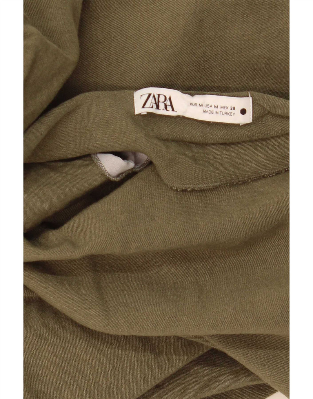 Zara Mujer Falda Midi Mediana W28 Caqui