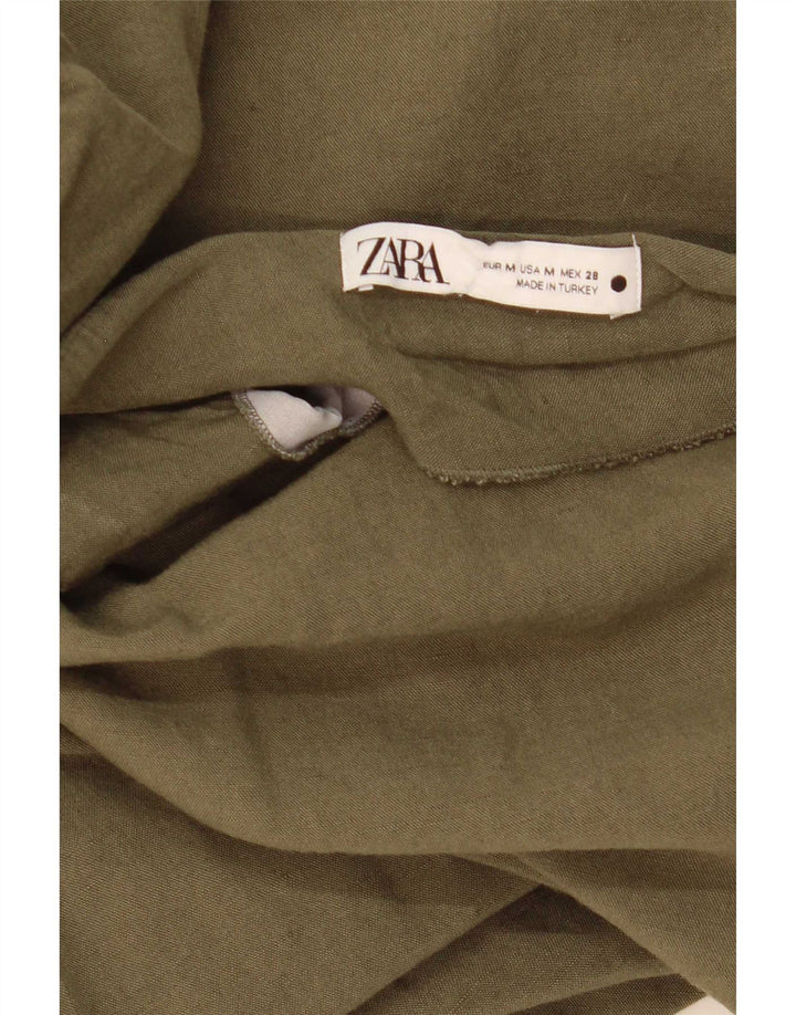 Zara Mujer Falda Midi Mediana W28 Caqui