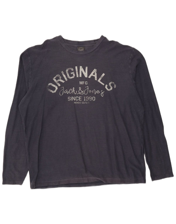 Jack & Jones Hombre Graphic Top Manga Larga XL Azul Marino Algodón