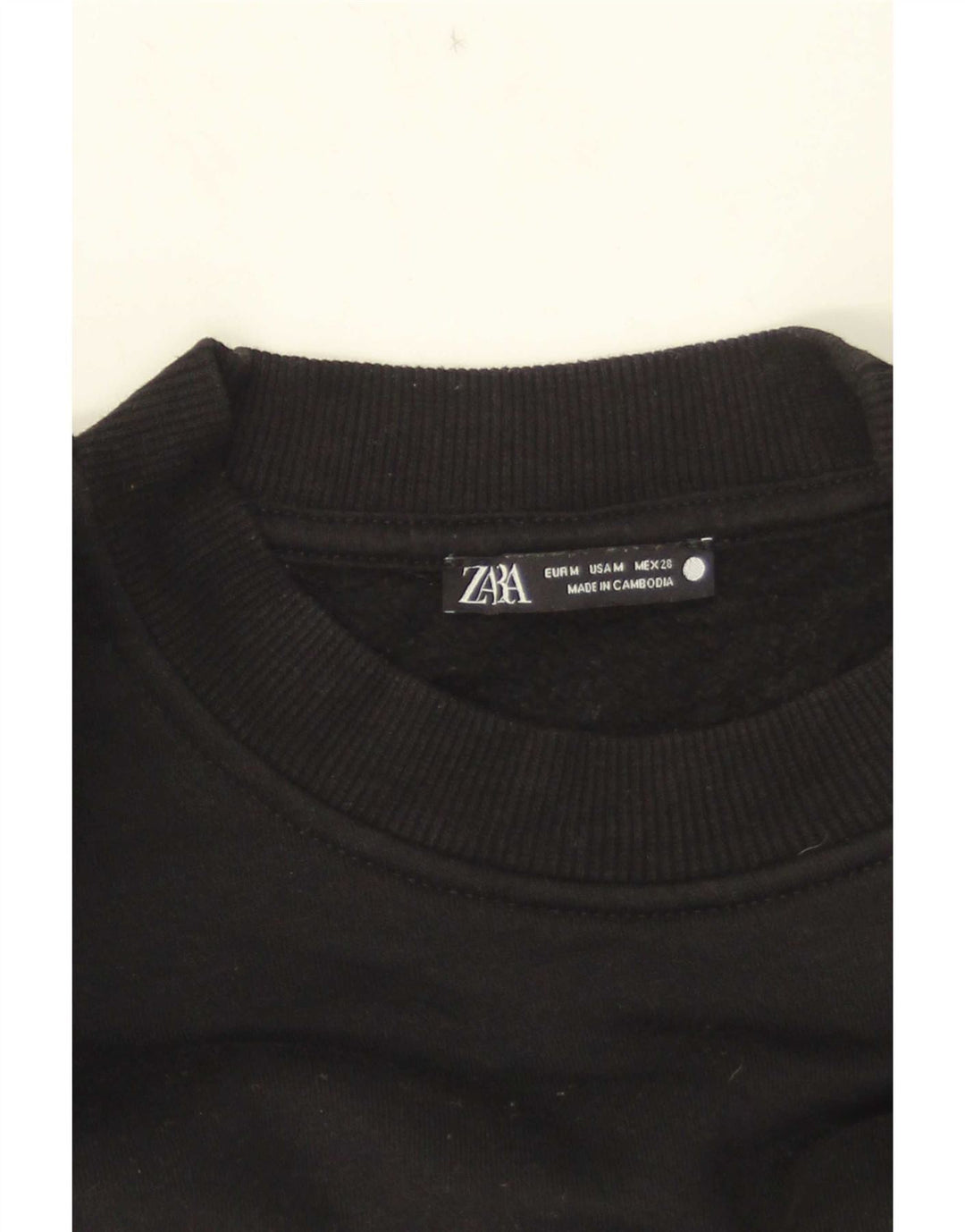 Zara Mujer Crop Sudadera Jumper UK 44 Mediano Negro