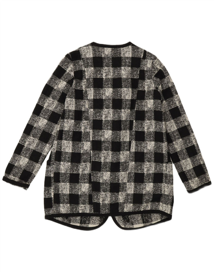 Sisley Chaqueta tipo blazer extragrande para mujer UK 6 XS Acrílico negro a cuadros