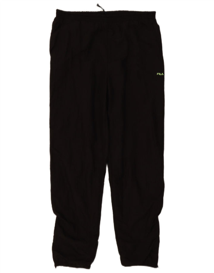 Fila Mujer Chándal Pantalones Joggers US 10 Grande Negro Poliamida