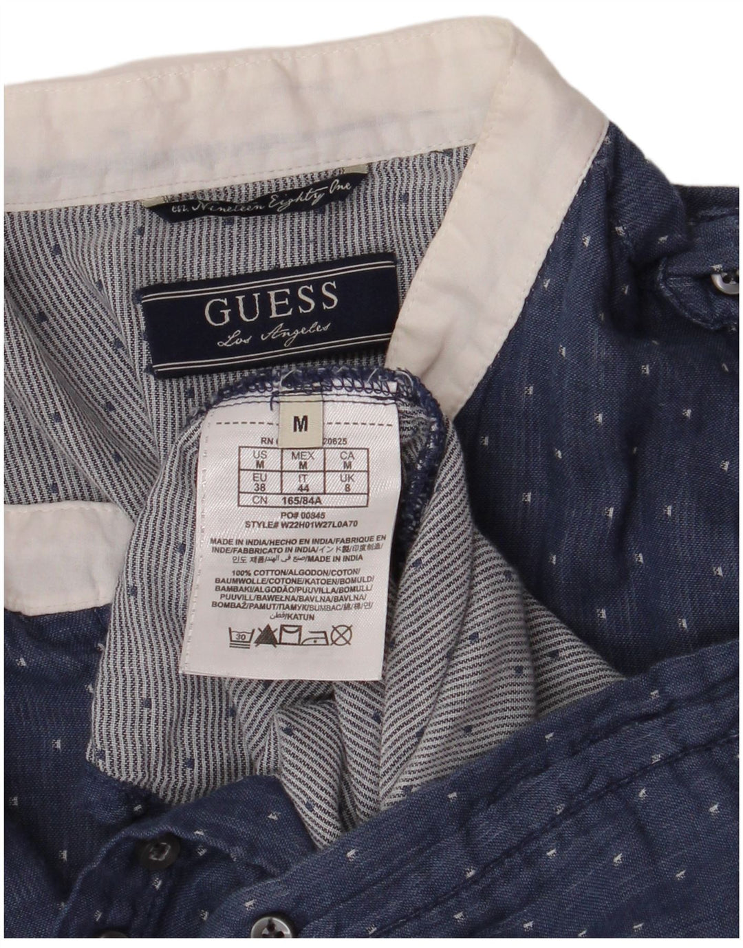 Guess Blusa de manga corta para mujer UK 40 Medium Azul marino manchado