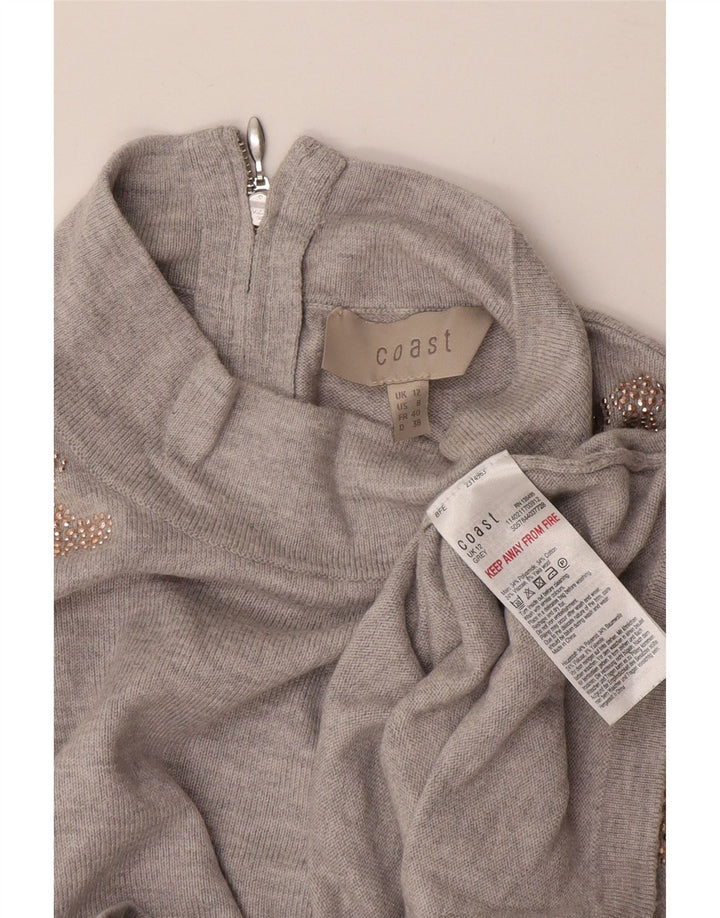 Coast - Jersey con cuello alto para mujer, talla 40, poliamida floral, color gris medio