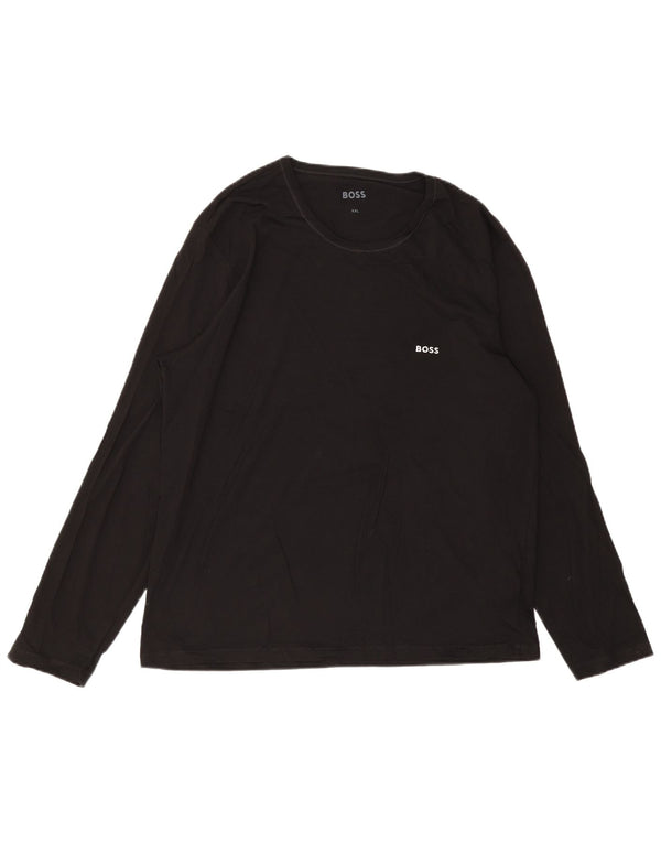 HUGO BOSS Camiseta de hombre manga larga 2XL Algodón negro