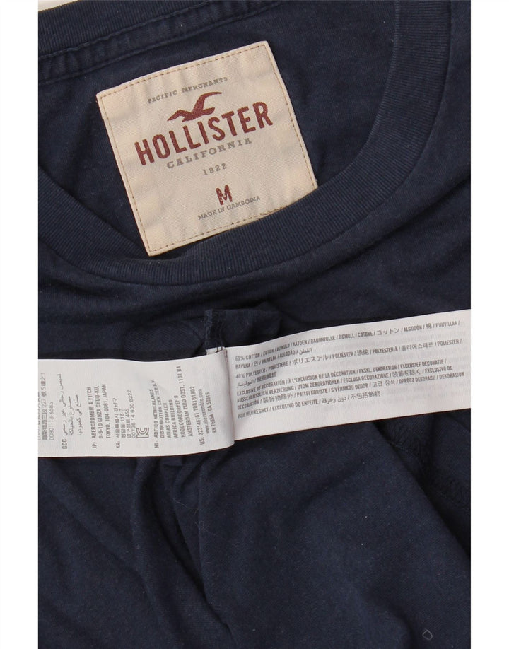 HOLLISTER Top gráfico para hombre de manga larga de algodón azul marino medio