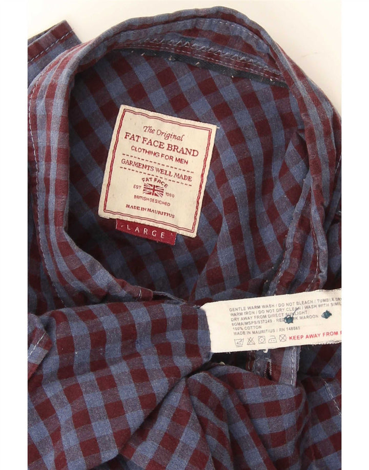 Camisa de franela para hombre de Fat Face, talla grande, de algodón a cuadros en color burdeos