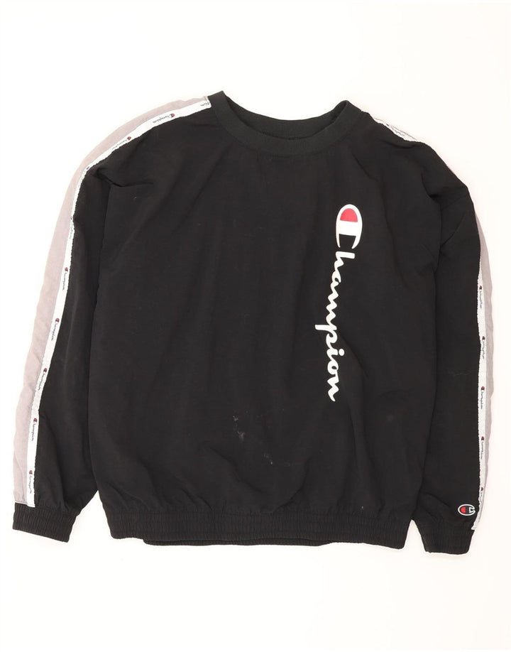 CHAMPION Mens Graphic Sweatshirt Jumper XL Black Colourblock Polyester