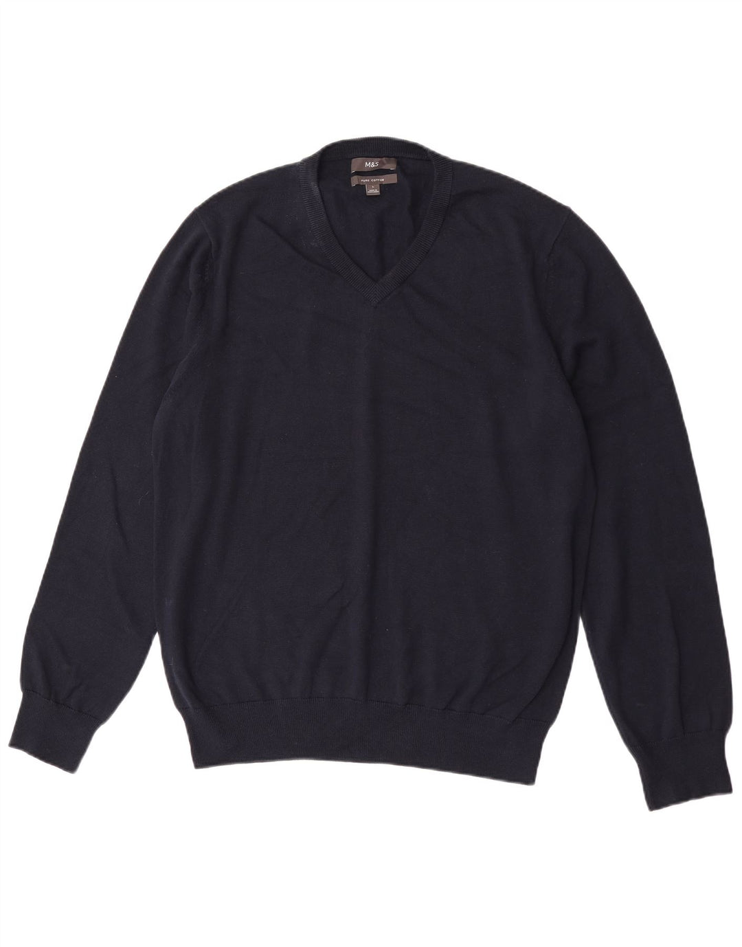 Marks & Spencer - Jersey con cuello en V para hombre, talla grande, azul marino