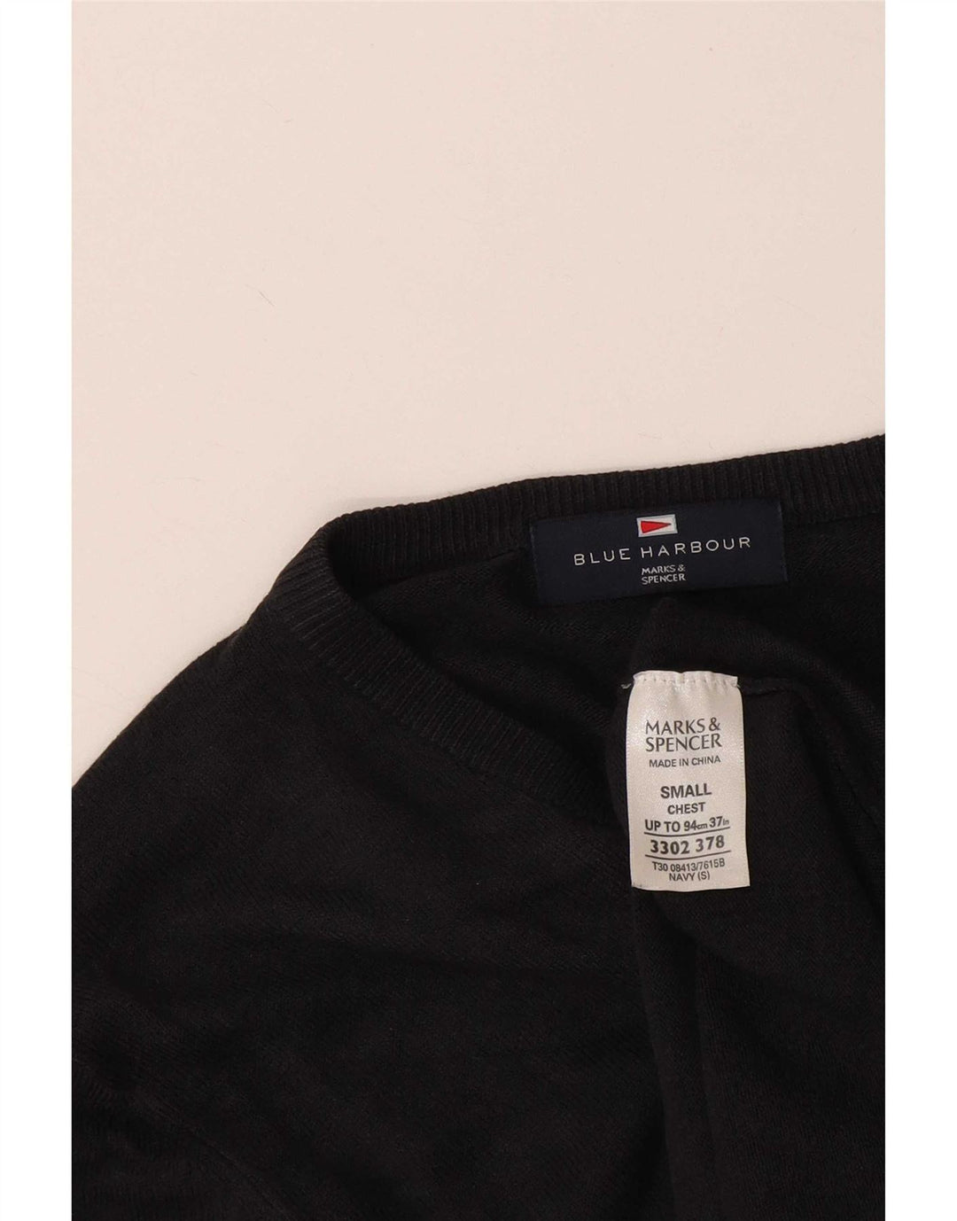 Marks & Spencer Suéter con Cuello en V Blue Harbor para Hombre Pequeño Acrílico Negro