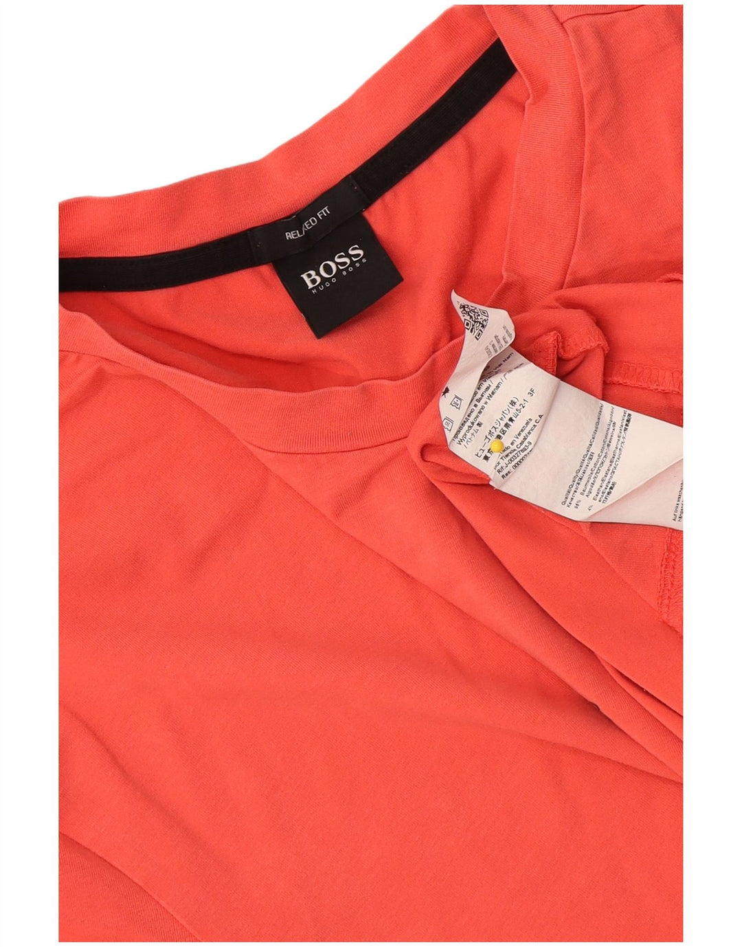 Hugo Boss Hombre Camiseta Relaxed Fit Top Algodón Naranja Medio